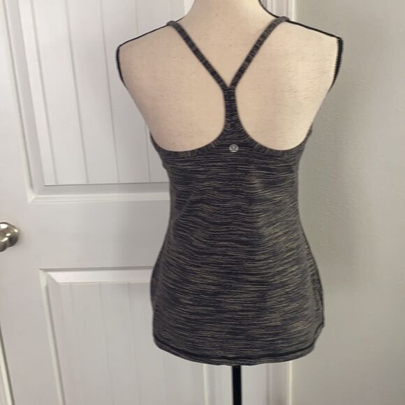 Lululemon Power Y Tank Gray Tan Straps Size 10 - Picture 7 of 11